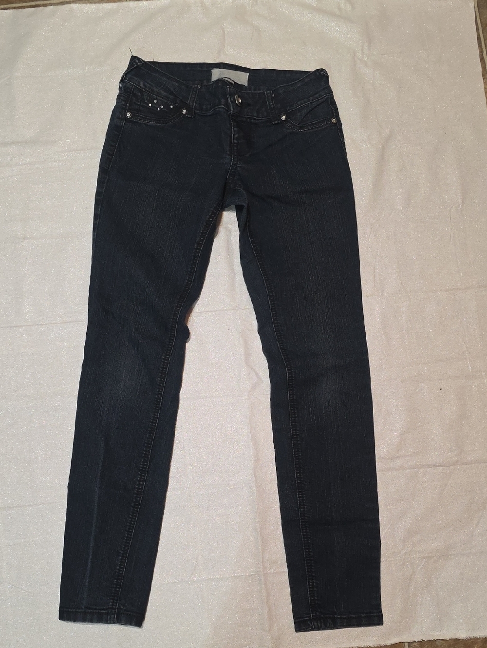 Maurices Dark Blue Skinny Jeans with Front Stud Accents